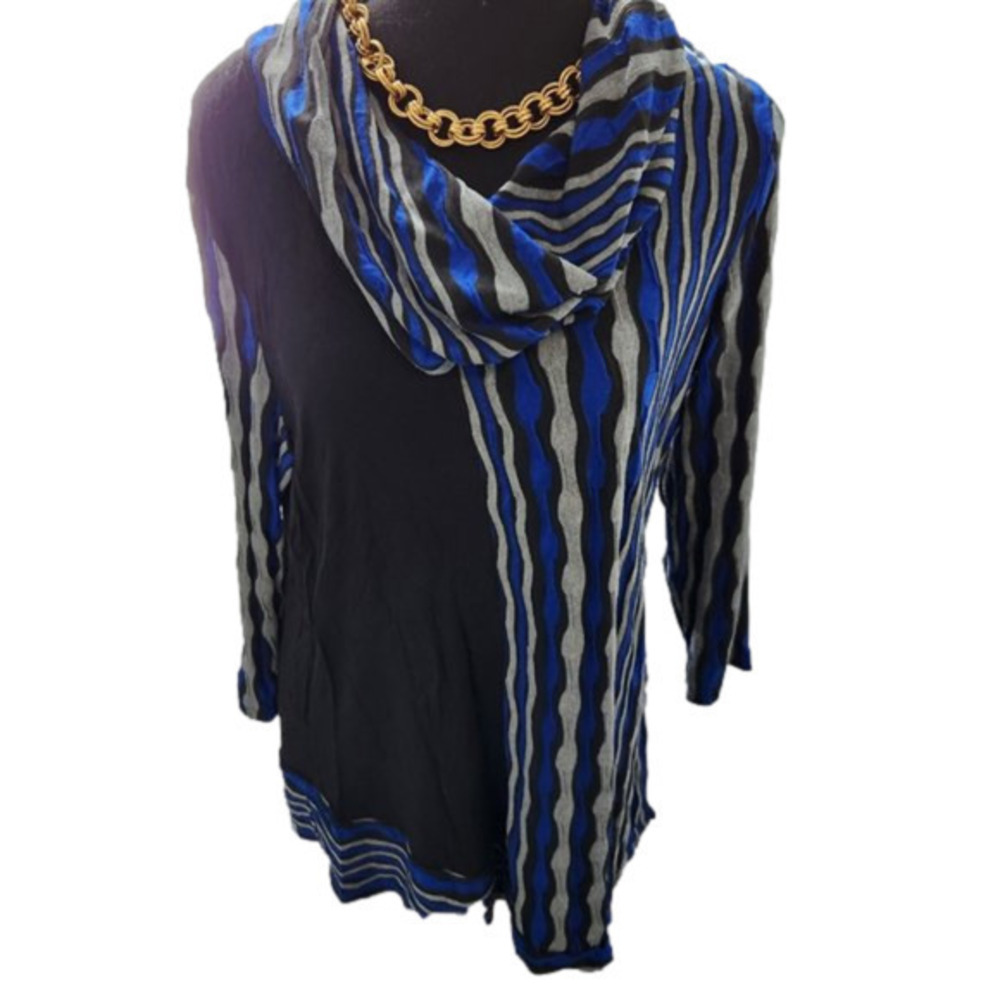 P222. Bianca Nygard Blue, Grey and Black Tunic |L